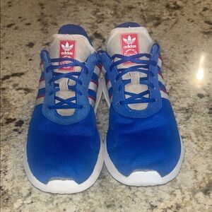 Adidas Kids Blue Sneakers with Red Highlights